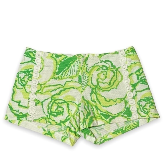 Women’s Lilly Pulitzer Liza Shorts Resort White Green Heart Breakers Size 6 - Picture 2 of 9